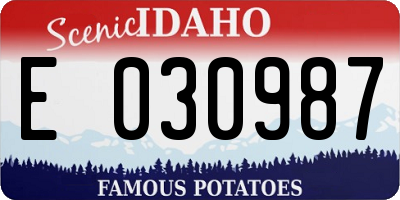 ID license plate E030987