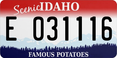 ID license plate E031116