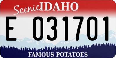 ID license plate E031701