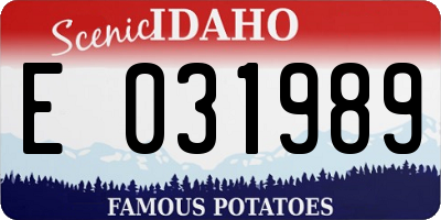 ID license plate E031989