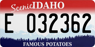 ID license plate E032362