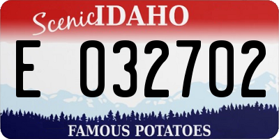 ID license plate E032702