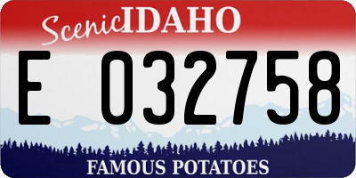 ID license plate E032758