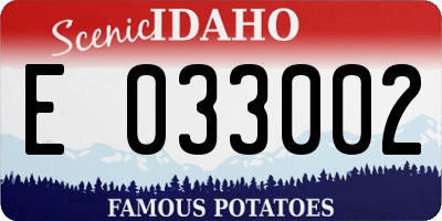 ID license plate E033002