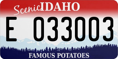 ID license plate E033003