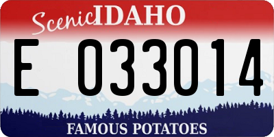 ID license plate E033014