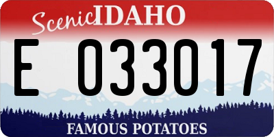 ID license plate E033017