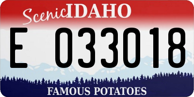 ID license plate E033018