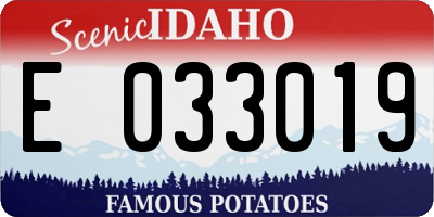 ID license plate E033019