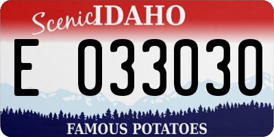 ID license plate E033030