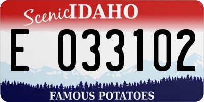 ID license plate E033102