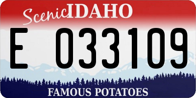 ID license plate E033109