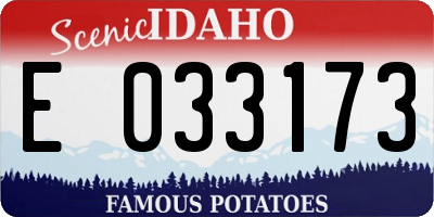ID license plate E033173