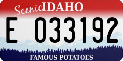 ID license plate E033192