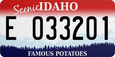 ID license plate E033201
