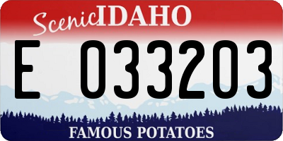 ID license plate E033203