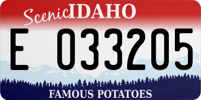 ID license plate E033205
