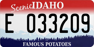 ID license plate E033209