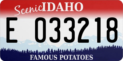ID license plate E033218