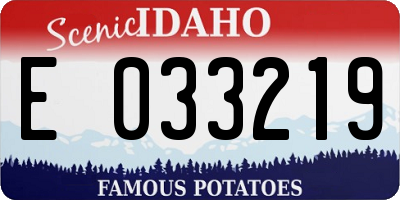 ID license plate E033219