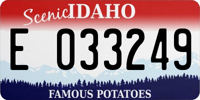 ID license plate E033249