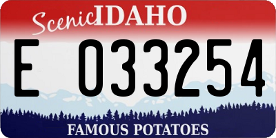 ID license plate E033254