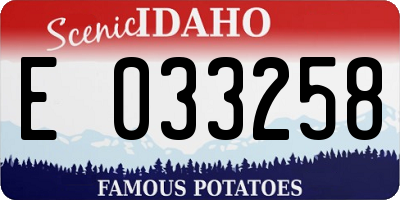 ID license plate E033258