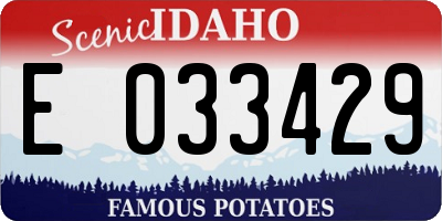 ID license plate E033429