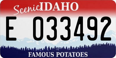 ID license plate E033492