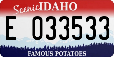 ID license plate E033533