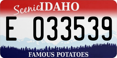 ID license plate E033539