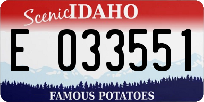 ID license plate E033551