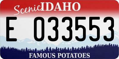 ID license plate E033553