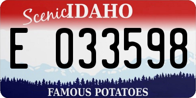 ID license plate E033598