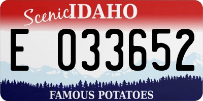 ID license plate E033652