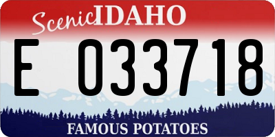 ID license plate E033718