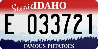 ID license plate E033721