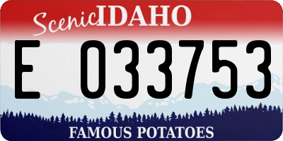 ID license plate E033753