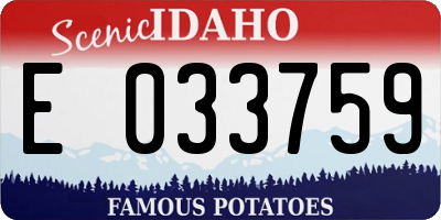 ID license plate E033759