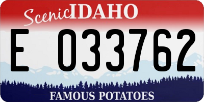ID license plate E033762