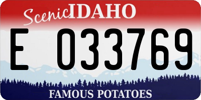 ID license plate E033769