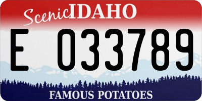 ID license plate E033789