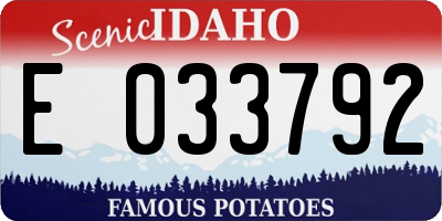 ID license plate E033792