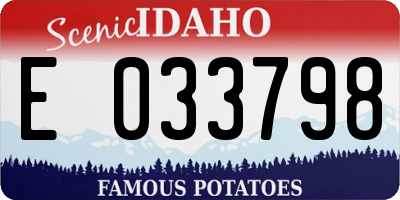 ID license plate E033798