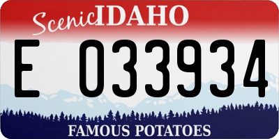 ID license plate E033934