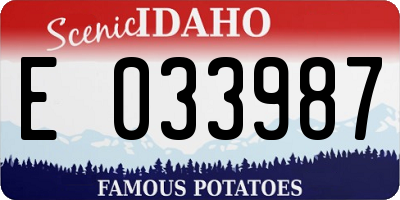 ID license plate E033987
