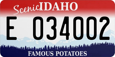 ID license plate E034002
