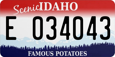 ID license plate E034043