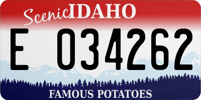 ID license plate E034262