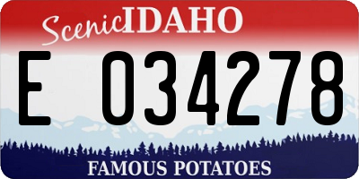 ID license plate E034278
